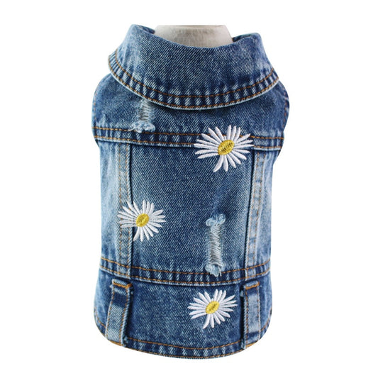 Denim Flowers Jeans Vest