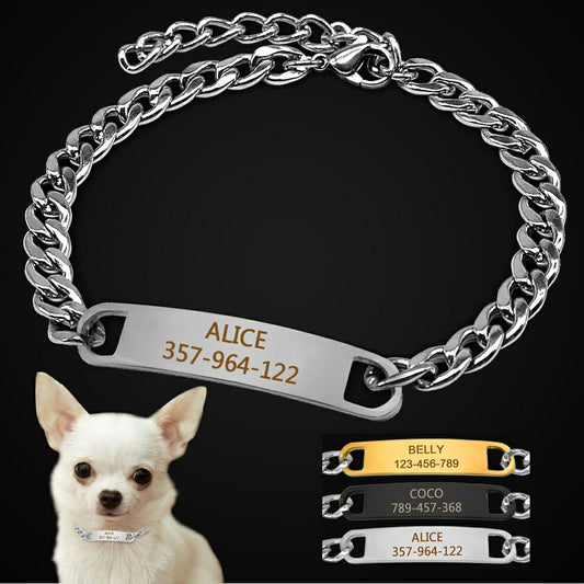 Personalized I.D Chain Collar 8.7"-11.8" (22.2-30.2cm)