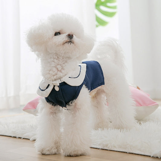 Blue/Pink Collared Dress Pet Clothing Dogs